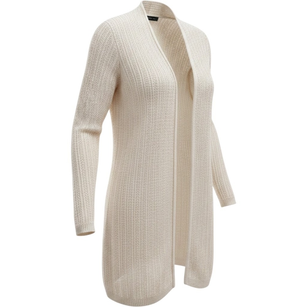 Tahari Womens Beige Open Front Ribbed Knit Cardigan Sweater Size Medium